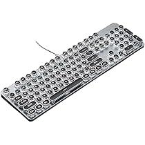 タイプライター式ゲーミングキーボード　赤軸　ホワイト Amazon | ZDawnn レトロパンクタイプライタースタイルの